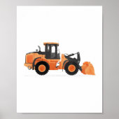 オレンジ ホイールローダー 建設車両 装飾 ポスター (正面)