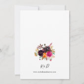 オレンジ、ホットピンク&パープル秋結婚フローラ 招待状 (裏面)