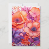 オレンジ、ホットピンク & ロイヤルパープルの花の結婚式 招待状 (裏面)