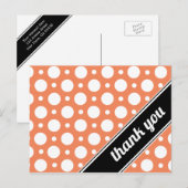 オレンジ＆ホワイトのドット柄感謝カード ポストカード (正面/裏面)