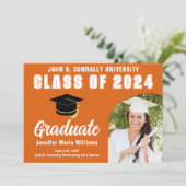 オレンジ・ホワイトはっきりした大学院卒業2023年度卒業パーティー 案内状 (スタンド正面)