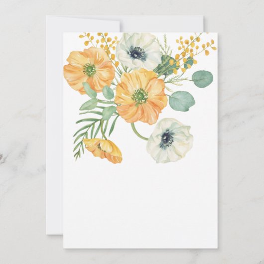 オレンジ&ホワイトアネモネグリーンリー誕生日 招待状 (裏面)