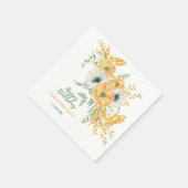 オレンジ&ホワイトアネモン春フローラ誕生日 スタンダードカクテルナプキン (角)