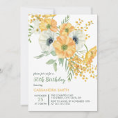 オレンジ&ホワイトアネモン春フローラ誕生日 招待状 (正面)