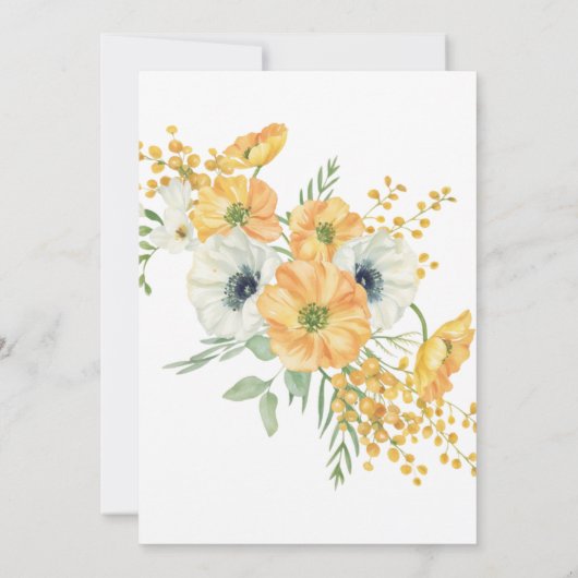 オレンジ&ホワイトアネモン春フローラ誕生日 招待状 (裏面)