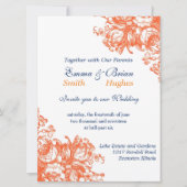 オレンジ&ホワイトアンティークフローラ 招待状 (正面)