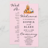 オレンジ&ホワイトカボチャ秋ピンク結婚式 プログラム (正面/裏面)