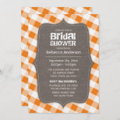 オレンジ&ホワイトギンガムキャンバスブライダルシャワー 招待状 (正面/裏面)