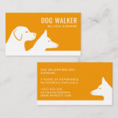 オレンジ&ホワイトドッグシルエットドッグウォーカー 名刺 (正面/裏面)