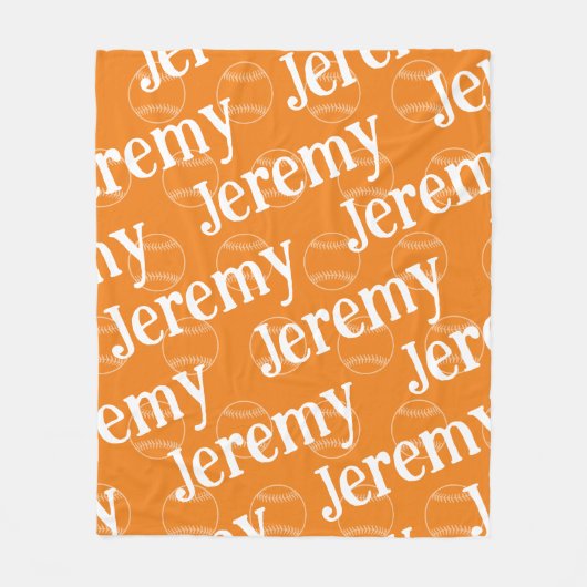オレンジ&ホワイトノベルティ野球フリースブランケット フリースブランケット (正面)