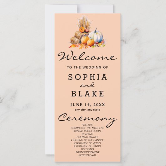 オレンジ&ホワイトパンプキンズオレンジ結婚式 プログラム (正面)