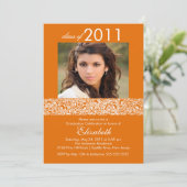 オレンジ&ホワイトフォト卒業招待状 招待状 (スタンド正面)