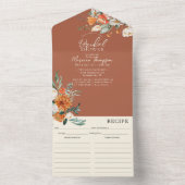 オレンジ&ホワイトフローラブライダルシャワー&レシピ オールインワン招待状 (内側)