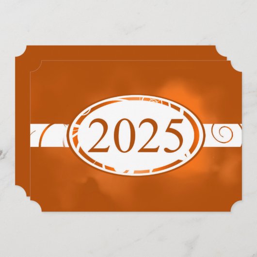 オレンジ&ホワイトフローラボタン2025卒業パーティー 招待状 (正面/裏面)