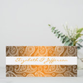オレンジ&ホワイトペイズリーレース結婚式招待状 招待状 (スタンド正面)