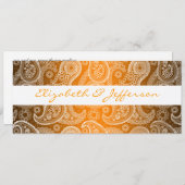 オレンジ&ホワイトペイズリーレース結婚式招待状 招待状 (正面/裏面)