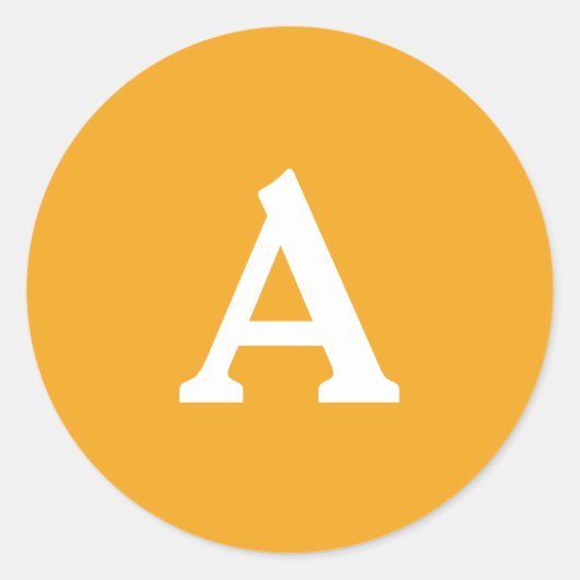 オレンジ&ホワイトモノグラムパーソナライズされた封筒用シール ラウンドシール (正面)