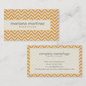 オレンジ&ホワイトレトロシボロンパターンリネンテクスチャ 名刺 (正面/裏面)