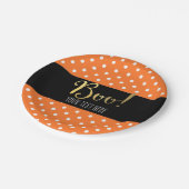 オレンジ&ホワイト水玉模様ハローウィンパーティ ペーパープレート (アングル)