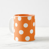 オレンジ&ホワイト水玉模様マグ ツートーンマグカップ (正面左)