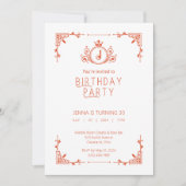 オレンジ&ホワイト秋誕生日招待状 招待状 (正面)