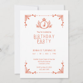 オレンジ&ホワイト秋誕生日招待状 招待状