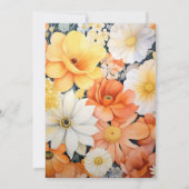 オレンジ、ホワイト、ゴルデンロッドのフローラ結婚ズ 招待状 (裏面)