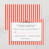 オレンジ・ホワイト・シルバー ストライプ スクロール RSVP カード (正面/裏面)
