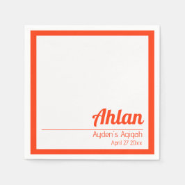 オレンジ ホワイト 無地 シンプル, アキーカ 赤ちゃんのお祝い スタンダードカクテルナプキン