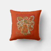 オレンジ、ホワイト、金ゴールドエンジェル装飾装飾用クッション クッション (裏面)