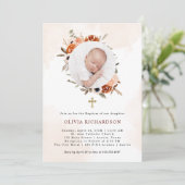 オレンジ・ボホ |水彩バプティスマ写真 招待状 (スタンド正面)