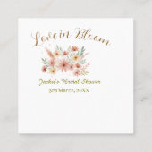 オレンジ ボーホー ラブ イン ブルーム ブライダル シャワー 名前 レトロ スクエア名刺 (裏面)