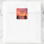 オレンジ ボーホー 保存日付 QRコード ウェブサイト名を追加 フォト スクエアシール (バッグ)