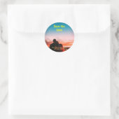 オレンジ ボーホー 保存日付 QRコード ウェブサイト名を追加 フォト ラウンドシール (バッグ)