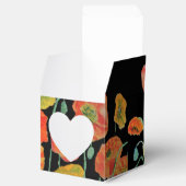 オレンジ ポピー フラワーのウェディング ケーキ ファボリ ボックス (オープン)