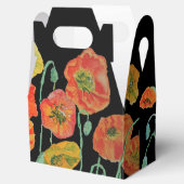 オレンジ ポピー フラワーのウェディング ケーキ ファボリ ボックス (オープン)