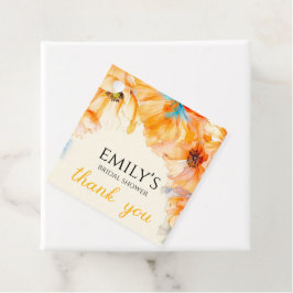 オレンジ ポピー ブルームのブライズシャワー、ありがとうございました フェイバータグ