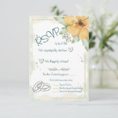 オレンジ ポピー 水彩 フラワーズ 出欠カード (スタンド正面)