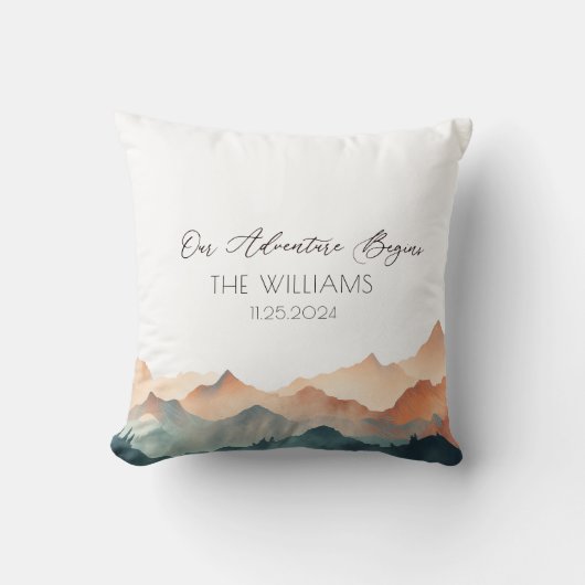 オレンジ・マウンテン　代替の結婚式のゲストブック クッション (正面)