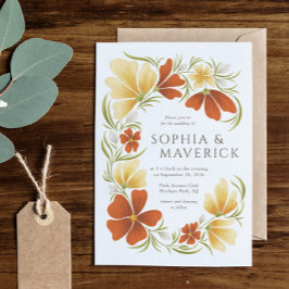 オレンジ&マリゴールドはっきりしたフローラ結婚式招待状 招待状