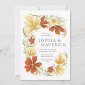 オレンジ&マリゴールドはっきりしたフローラ結婚式招待状 招待状 (正面)