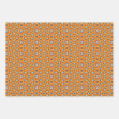 オレンジ、マリゴールド、シルバー、プラチナのバーストパターン ラッピングペーパーシート (正面3)