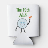 オレンジ・マルティーニ・カクテルを持つ漫画のゴルフボール 缶クーラー (裏面)