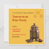 オレンジ ミニマル ラマダーン イフタル ご招待 招待状 (正面)