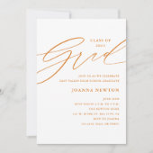 オレンジ ミニマル 卒業パーティー 招待状 (正面)