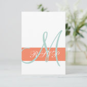 オレンジ ミントグリーン モノグラム 結婚式 出席確認カード 出欠カード (スタンド正面)