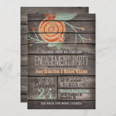 オレンジ&ミントグリーン;素朴婚約パーティ 招待状 (正面/裏面)