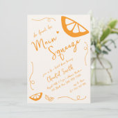 オレンジ メイン スクイーズ ハンドドローンブライダルシャワー 招待状 (スタンド正面)