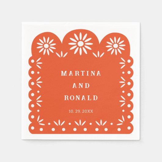 オレンジ メキシカン ペーパー ピカド スタンダードカクテルナプキン (正面)