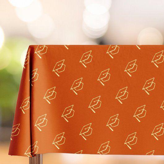 オレンジ モダン 卒業帽 パターン テーブルクロス